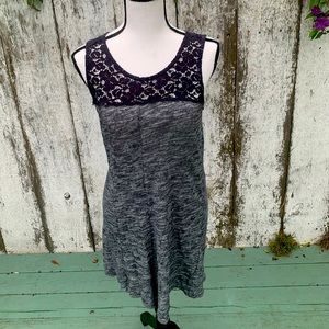 Anthropologie xs cotton comfy blue dress with lace back